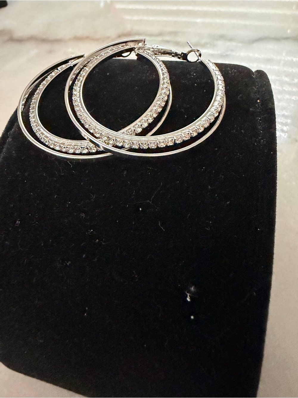 Crystal-Accent Silver Hoop Earrings - Women Jewelry